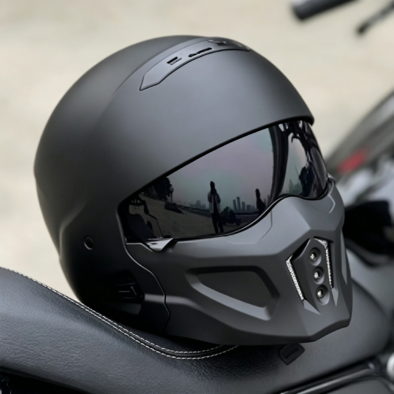 Full Face Motorcycle Helmet With Bluetooth - Rugged Bright Black Scorpion Full Face