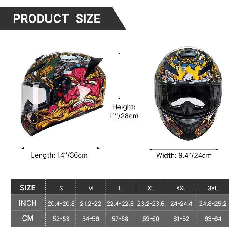High-Definition Nezha Pattern  - Full Face Motorcycle Helmet With Bluetooth 评论和价格