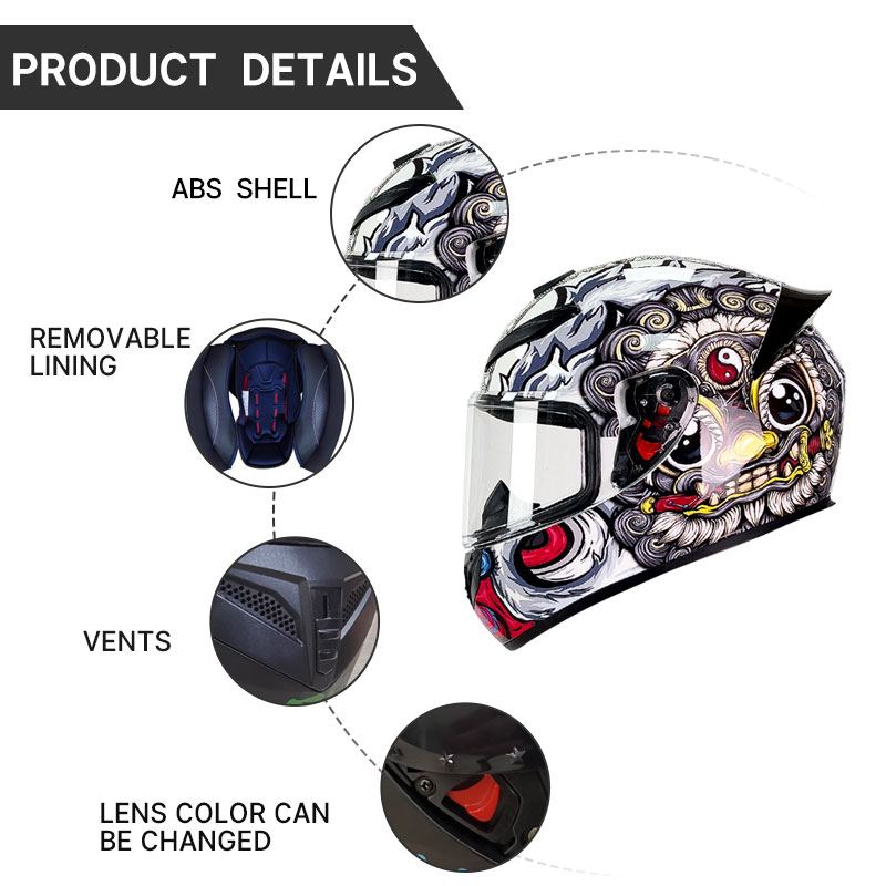 High-Definition Nezha Pattern  - Full Face Motorcycle Helmet With Bluetooth 评论和价格